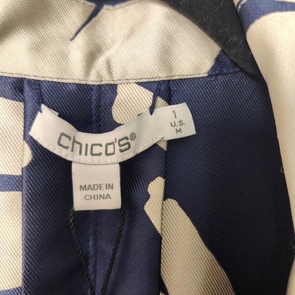 Chicos NWT Travelers Jacquard Floral Jacket Blue Casa Sz 1 M $189 Holiday Party - Picture 3 of 16